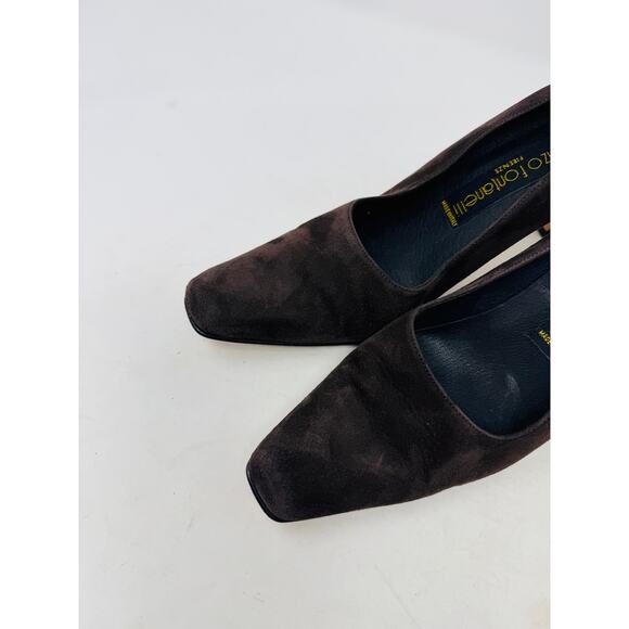 Vintage Renzo Fontanelli Chocolate Brown Suede Pumps Made in Italy Heel Size 8.5 - Picture 2 of 13